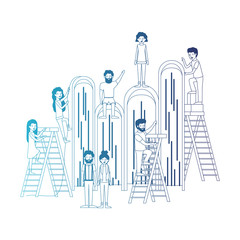 minipeople team working in books vector illustration design