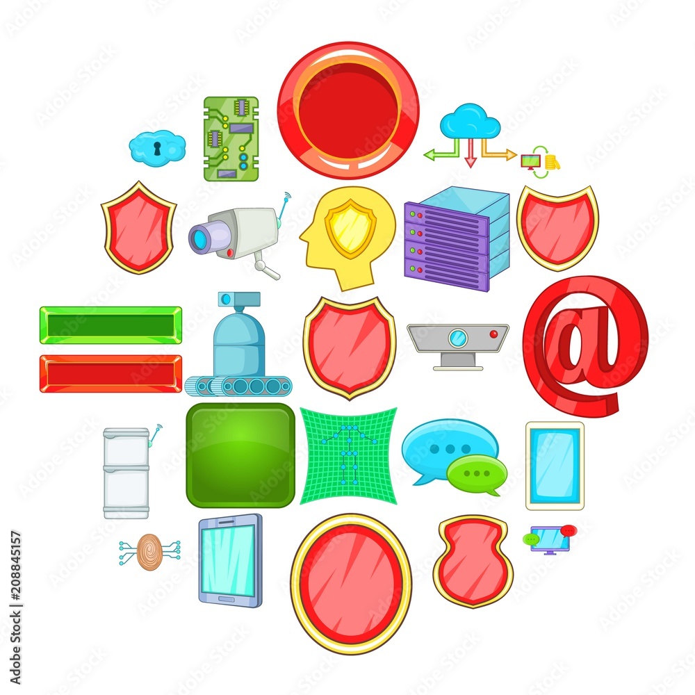 Poster encoding icons set. cartoon set of 25 encoding vector icons for web isolated on white background