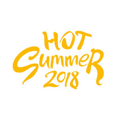 Fototapeta premium Hot Summer 2018. Seasonal logo art inscription. Vector lettering template. 