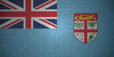 Flag of Fiji on brick wall, 3d illustration