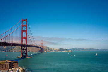 Golden gate bridge vivid day landscape, San Francisco, USA