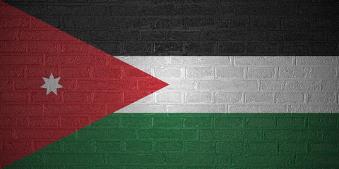 Flag of Jordan on brick wall, 3d illustration