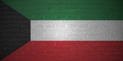 Flag of Kuwait on brick wall, 3d illustration