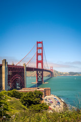 Golden gate bridge vivid day landscape, San Francisco, USA