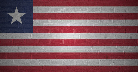 Flag of Liberia on brick wall, 3d illustration