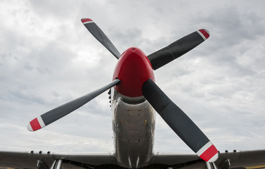 P-51 Mustang against a cloudy sky
