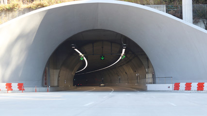 Cars entering the tunnel