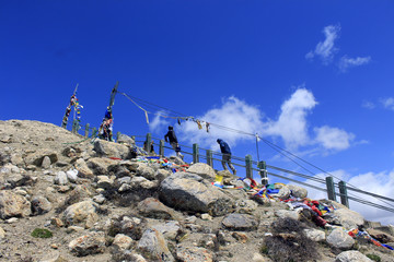 Way to heaven. Gurudongmar Lake. Stairs to heaven. Gurudongmar Lake is one of the highest lakes in...