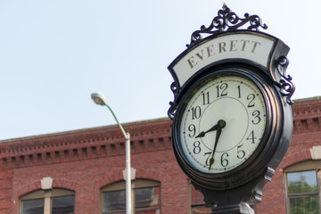 Fototapeta na wymiar Clock at Broadway Street Everett MA