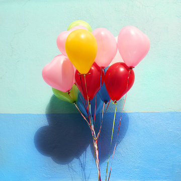 Colorful balloons with blue background