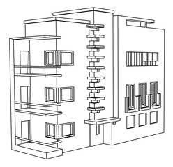 Vector sketch house on the white background.