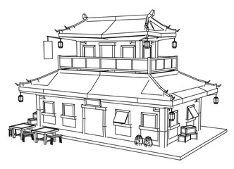 Vector sketch house on the white background.