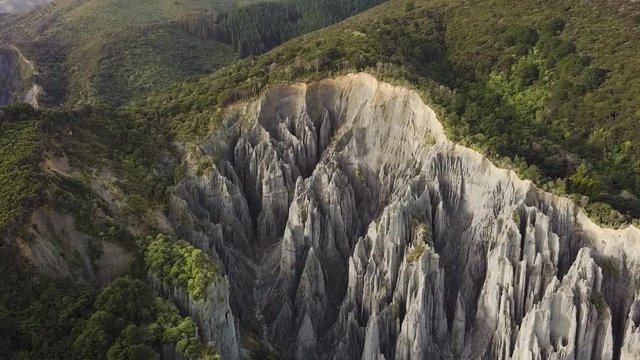 New Zealand Aerial Landscapes, Putangirua Pinnacles At Sundown 
