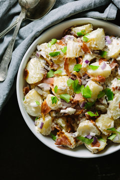 Creamy Bacon Potato Salad In Bowl