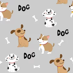 Wall murals Dogs cute dog seamless pattern
