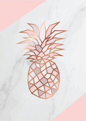 Naklejki  Geometryczny kształt ananasa w kolorze różowego złota z marmurowym wzorem tekstury tła do pakowania, karty ślubnej i szablonu okładki.