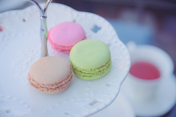 Pink, Green and Brown macarons for relaxing time