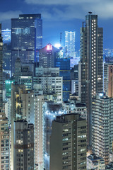 Naklejka premium high rise buildings in Hong Kong city at night