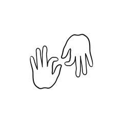 Deaf language hand drawn outline doodle icon. Fingerspelling, finger gestures, deaf and mute education vector sketch illustration for print, web, mobile and infographics on white background.