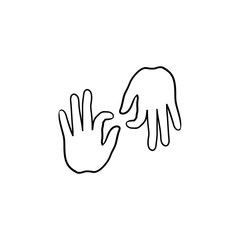 Deaf language hand drawn outline doodle icon. Fingerspelling, finger gestures, deaf and mute education vector sketch illustration for print, web, mobile and infographics on white background.