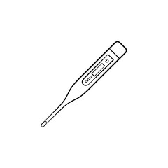Medical thermometer hand drawn outline doodle icon. Digital medical tool for measuring and indicating body temperature. Vector sketch illustration for print, web, mobile on white background.
