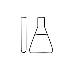 Test tubes hand drawn outline doodle icon. Laboratory glass tools as a concept of research, chemistry and biology. Vector sketch illustration for print, web, mobile on white background.