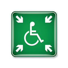 Vector and illustration graphic style,Accessible Refuge Area Symbol on white background,Attracting attention Security First sign,Idea for presentation EPS10