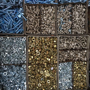 Screws,Nuts and bolts are stacked for selling-Top view