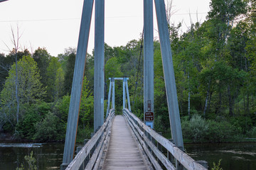Suspension bridge on North Country Trail in Michigan's Manistee National Forest
