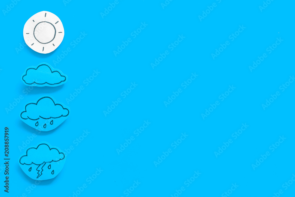 Canvas Prints modern weather icons set on blue background top view copy space