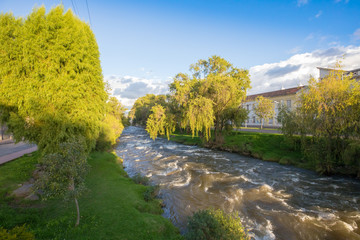 Tomebamba river at sunset Cuenca