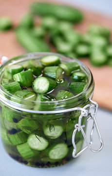 Jar of pickles part of healthy probiotic diet
