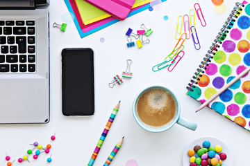 Colorful desktop work space