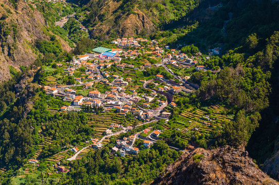 Spectacular views of the small village in the mountains. Madeira. Portugal