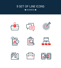 Red Point Business Line Icon Set