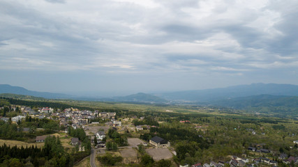 Obraz premium aerial view of golf course in nagano japan