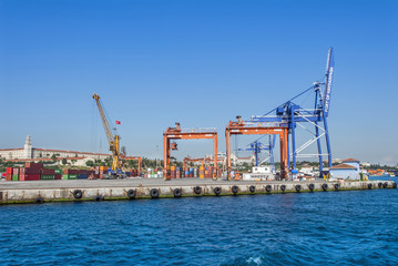 Istanbul, Turkey, 8 June 2018: Haydarpasa port at Kadikoy district of Istanbul