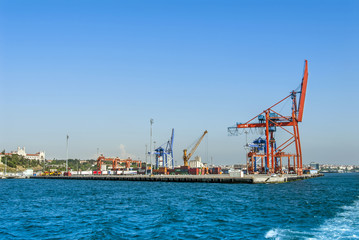 Istanbul, Turkey, 8 June 2018: Haydarpasa port at Kadikoy district of Istanbul