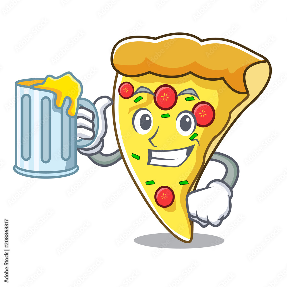 Canvas Prints With juice pizza slice mascot cartoon