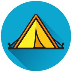 tent circle blue icon concept