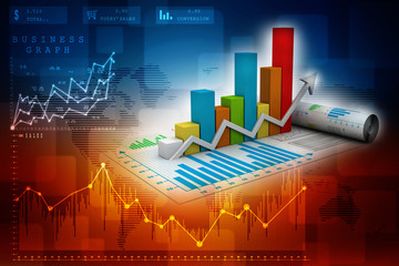 3d rendering Stock market online business concept. business Graph 