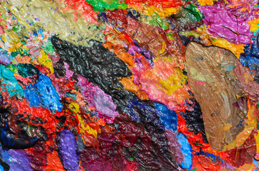Colorful oil color on the palette
