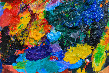 Colorful oil color on the palette
