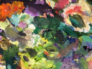 Colorful oil color on the palette