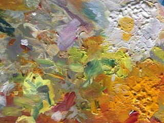 Colorful oil color on the palette