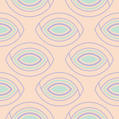 Fototapeta na wymiar Geometric seamless pattern. Beige background with violet and blue elements