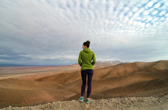 Young woman overlooking desert
