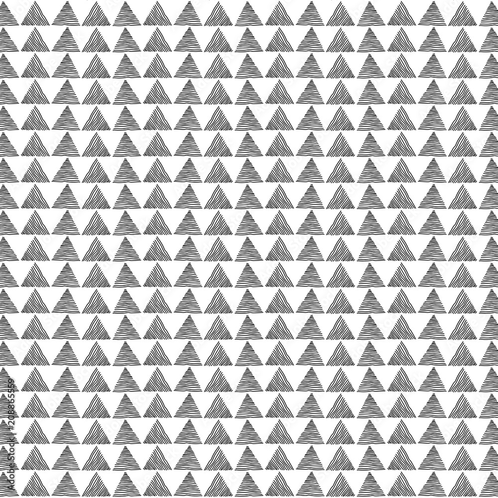 Aufkleber seamless black triangle hand drawn a pattern isolated on white background. geometric abstract textur