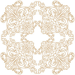 Golden vintage baroque ornament, corner. Retro pattern antique style acanthus. Decorative design element filigree calligraphy vector. - stock vector