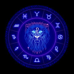 Leo zodiac sign, horoscope symbol, vector illustration